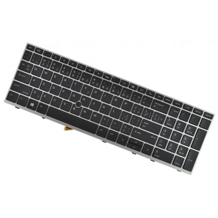 Kompatibilní HP L14367-FL1 klávesnice na notebook CZ/SK stříbrný rámeček, podsvícená, Trackpoint